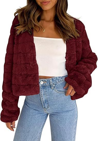 Faux Fur Long Sleeve Front Cardigan Short Coat