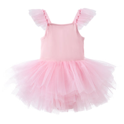 Girls' Dancing Leaf Clothing Mesh Gymnastics Clothes Children Sky Blue Practice Skirt