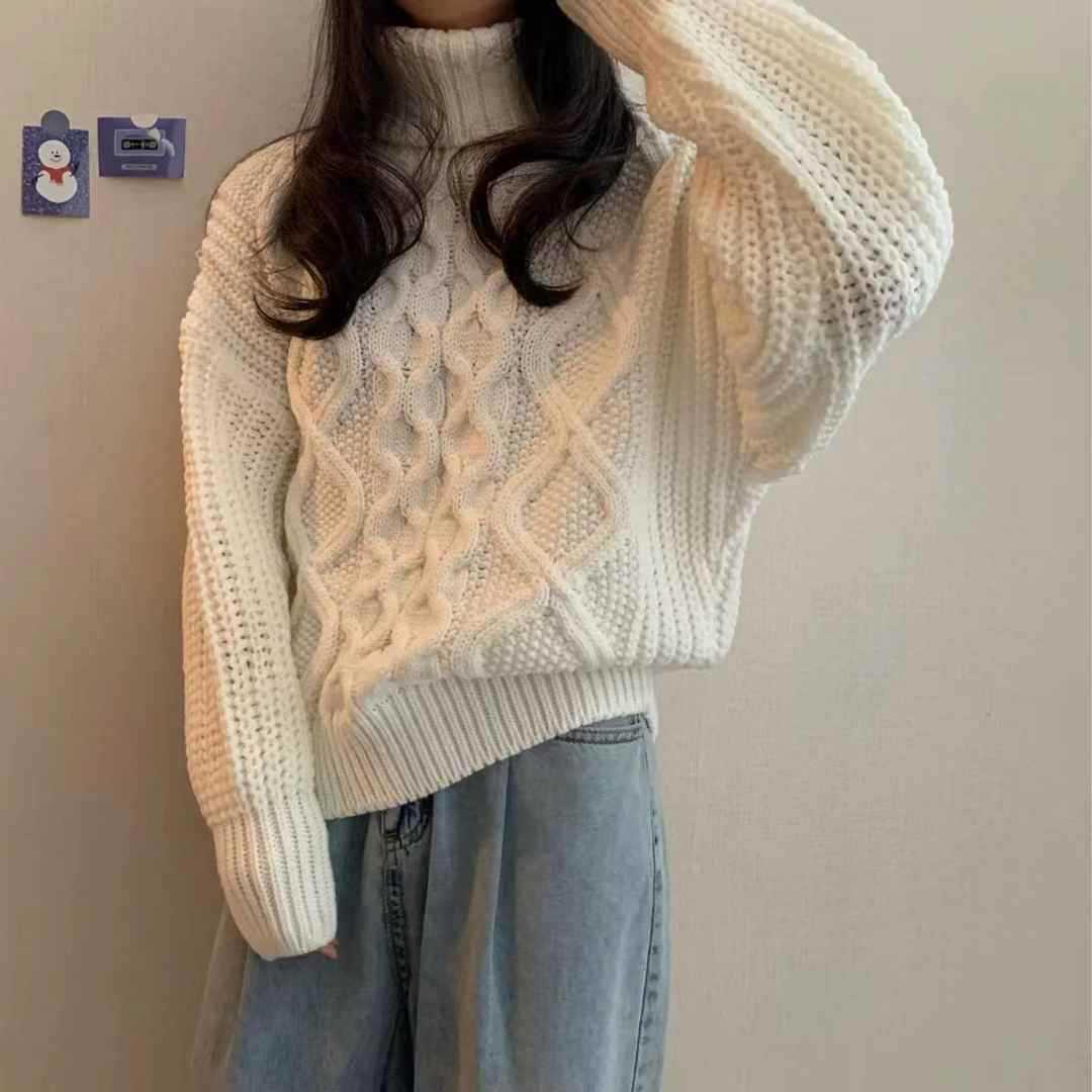 Sweater Twisted Short Long-sleeved Sweater Top