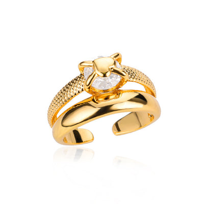 Niche Retro Blue Big Zircon Trendy Personality Ring