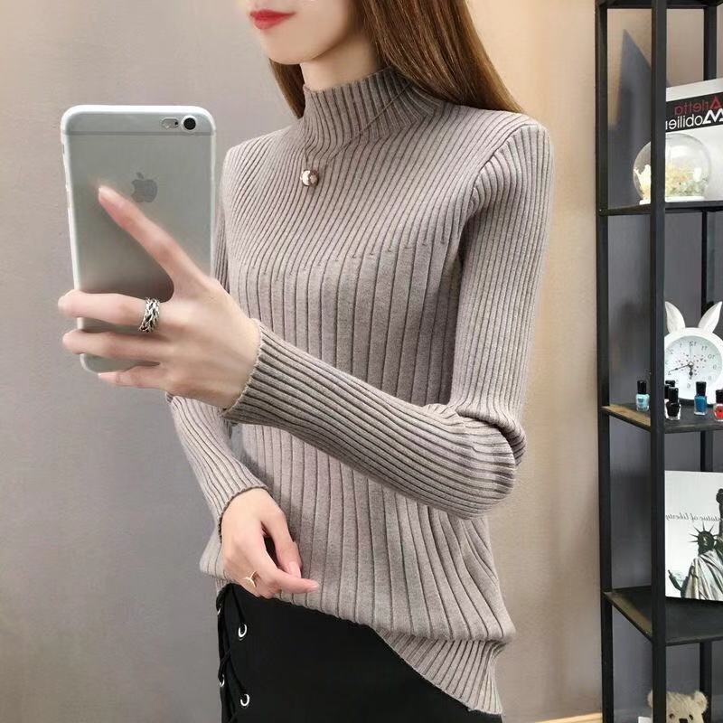 Slim Fit Slimming Inner Knitted Bottoming Shirt Women's Long Sleeve