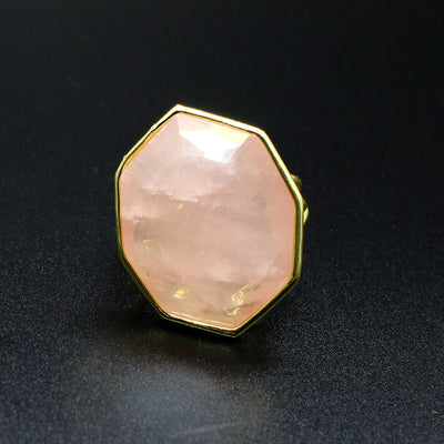 Crystal Ornament Natural Stone Polygon Exaggerated Big Ring