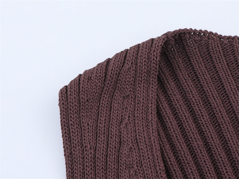 Summer Women's European And American Style Fashionable Simple Ruffled Knitted Top