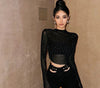 Polyester Fiber Black Top For Women