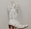 Embroidered Rhinestone Thick High Heel