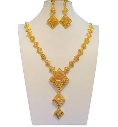 Gold Jewelry Suit Arabic Bridal Wedding Necklace Bracelet Earrings Ring