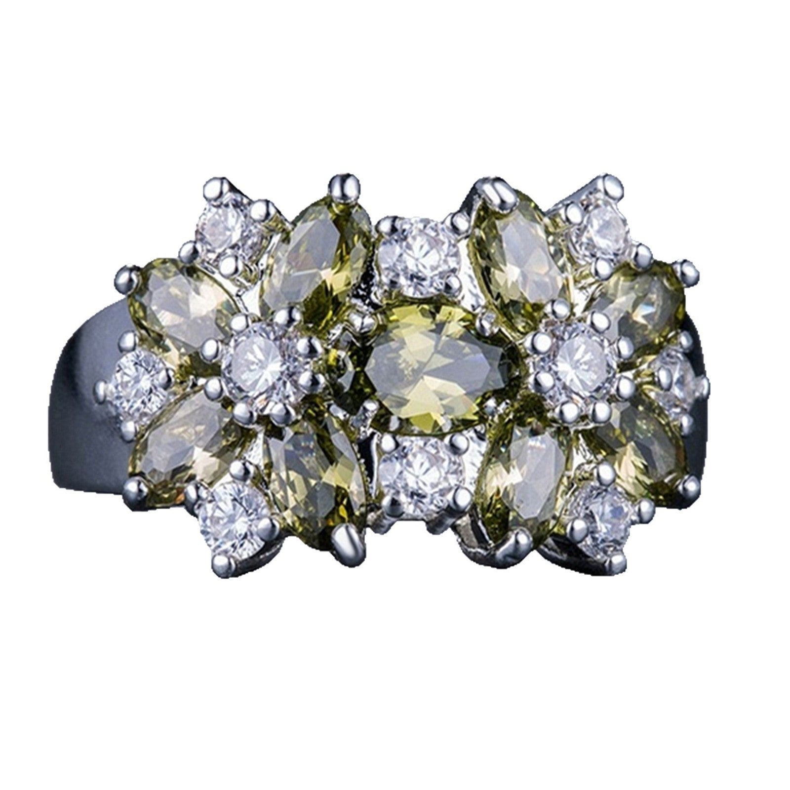 Zircon Creative Bloom Flower Rhinestone-embedded Ring
