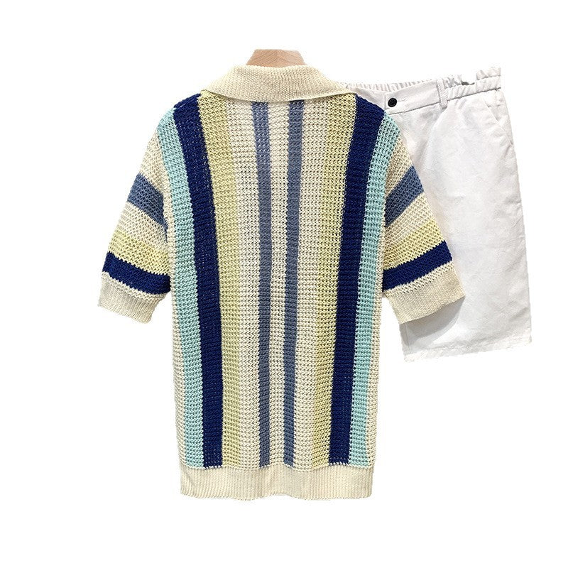 Dopamine Stripe Loose Casual Shirt