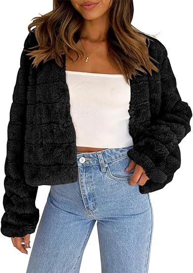 Faux Fur Long Sleeve Front Cardigan Short Coat