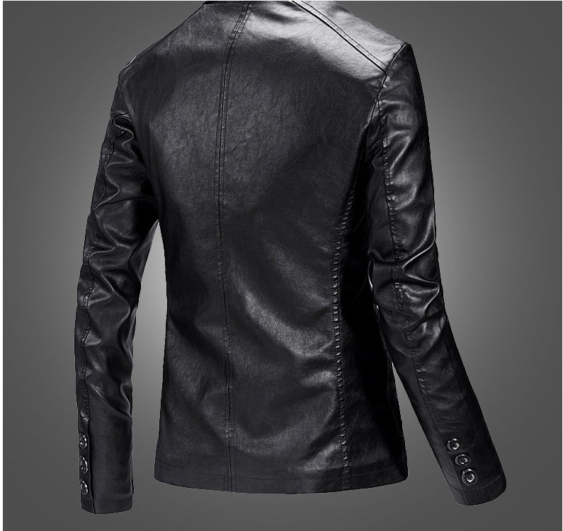 Slim Handsome  Leather Jacket Small Suit Men