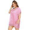 Women's Handmade V-neck Patchwork Solid Color Beach Dress