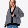 Contrast Striped Sweater Jacket, Long Sleeved Top