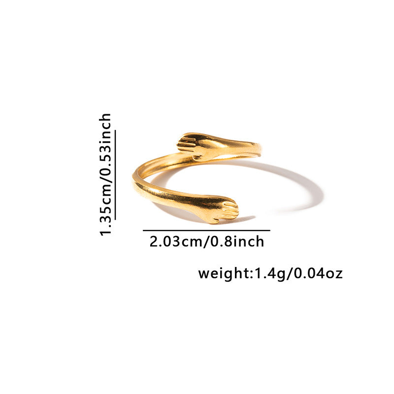 French Retro Titanium Steel Ring Golden