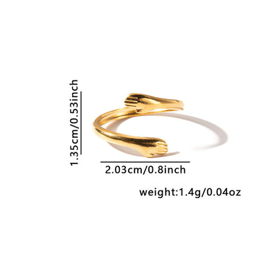 French Retro Titanium Steel Ring Golden