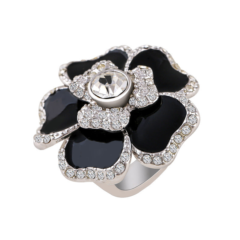 Flower Exaggerated Big Ring Female