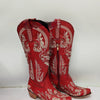 Embroidered Rhinestone Thick High Heel