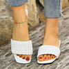 One-word Internet Celebrity Square Toe Flat Heel Women's Slippers