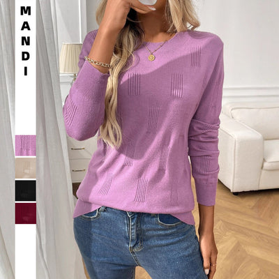 Solid Color Round Neck Pullover Knitting Bottoming Shirt