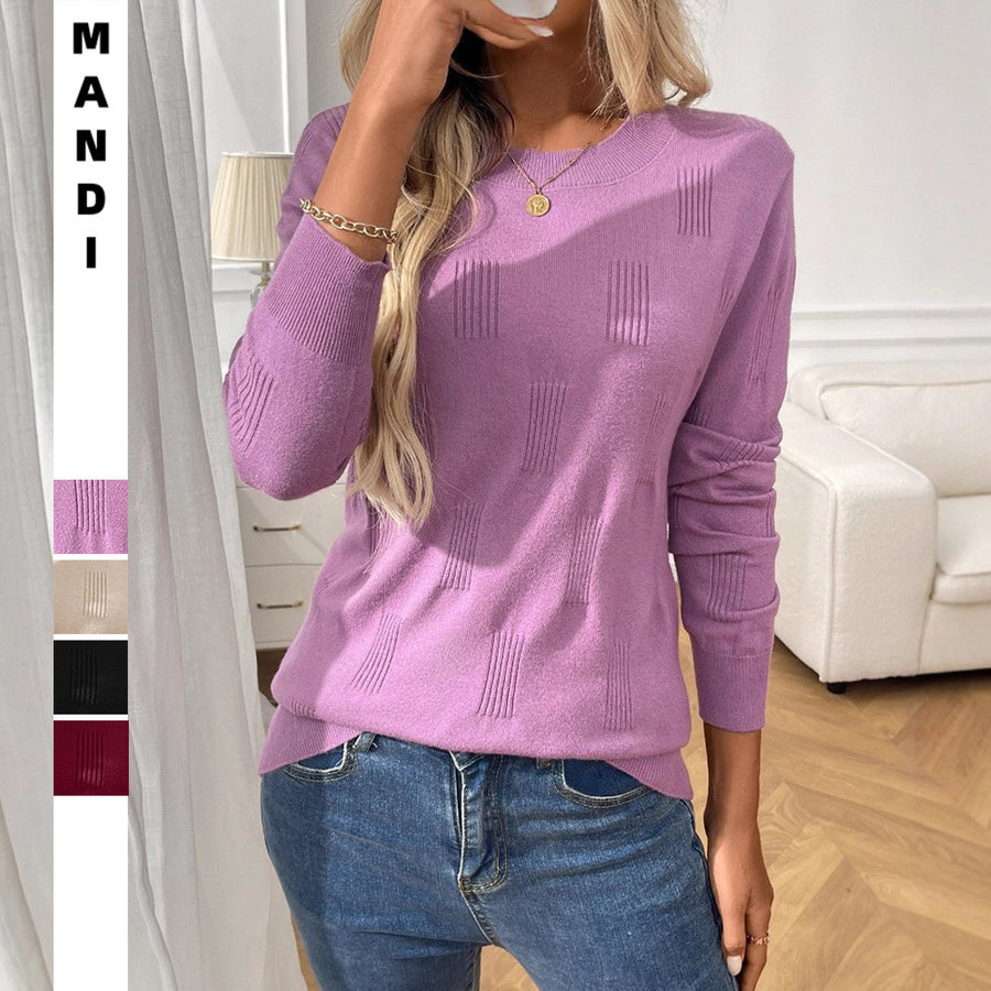 Solid Color Round Neck Pullover Knitting Bottoming Shirt