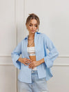 Women's Plus Size Striped Work Casual Long Sleeve Shirt