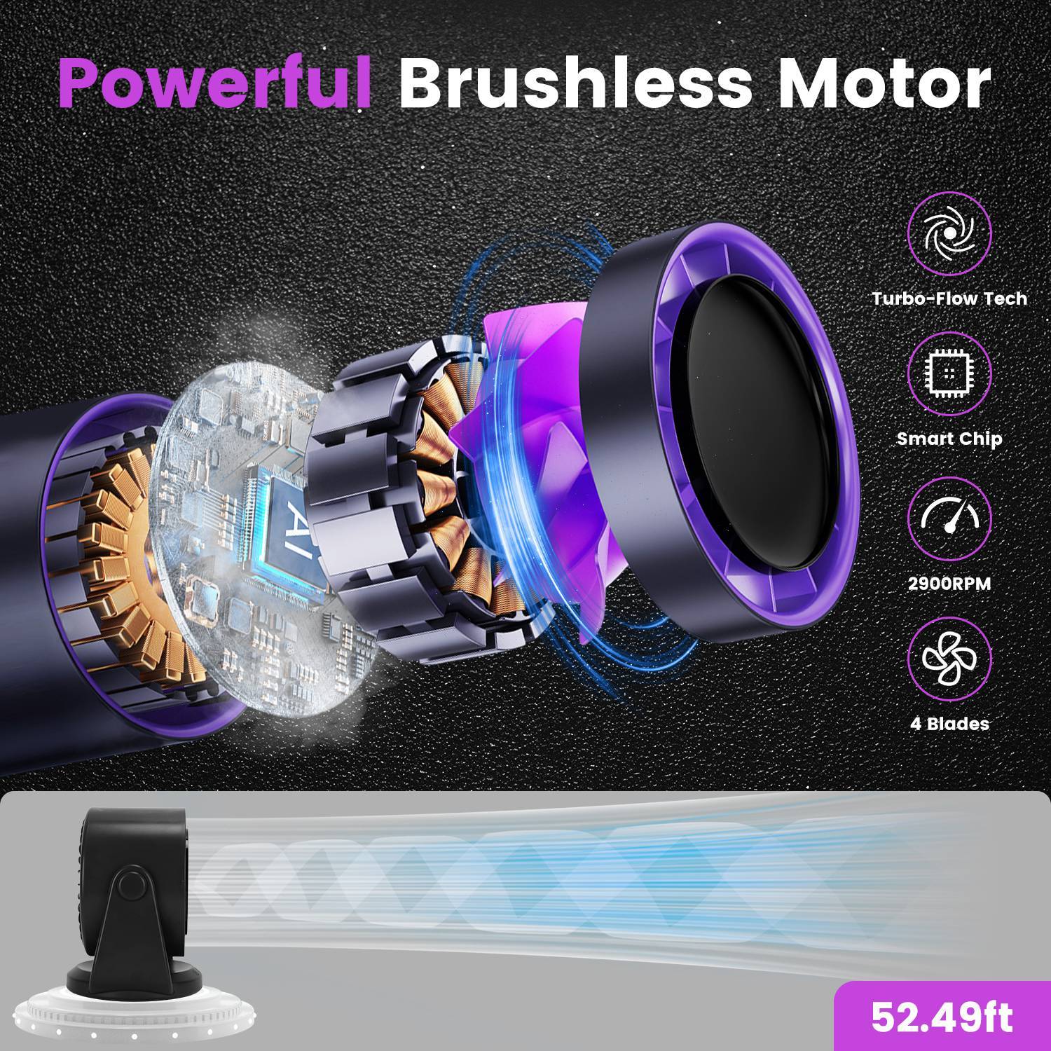 1Pc Desk Fan Battery Operated Wall Mounted Fan