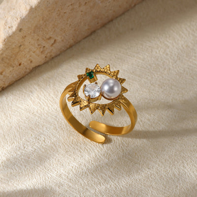 Stainless Steel Open Ring Plated 18K