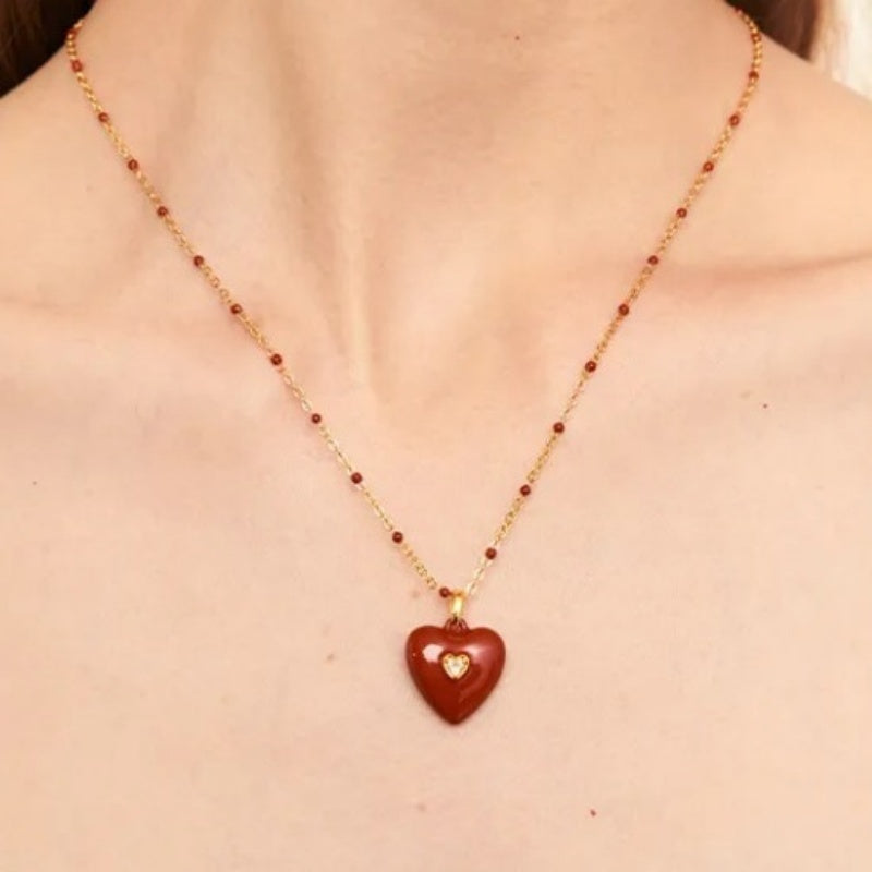 French Love Enamel Pendant Necklace Light Luxury Temperament High Sense