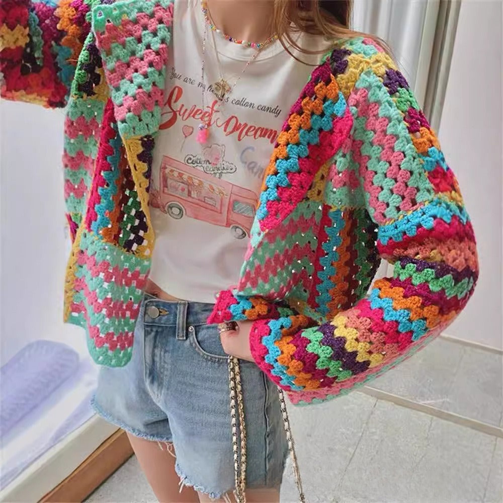 Sweet Heavy Industry Color  Long Sleeve Sweater