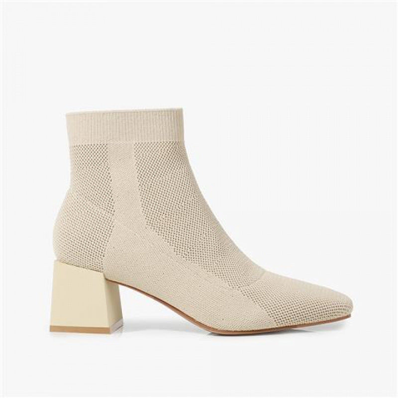 All-match Stretch Knitted High Heel Solid Color