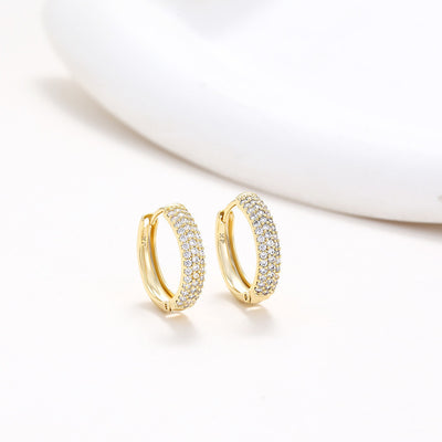 Retro High Sense Three-row Drill Wide Face Ear Clip