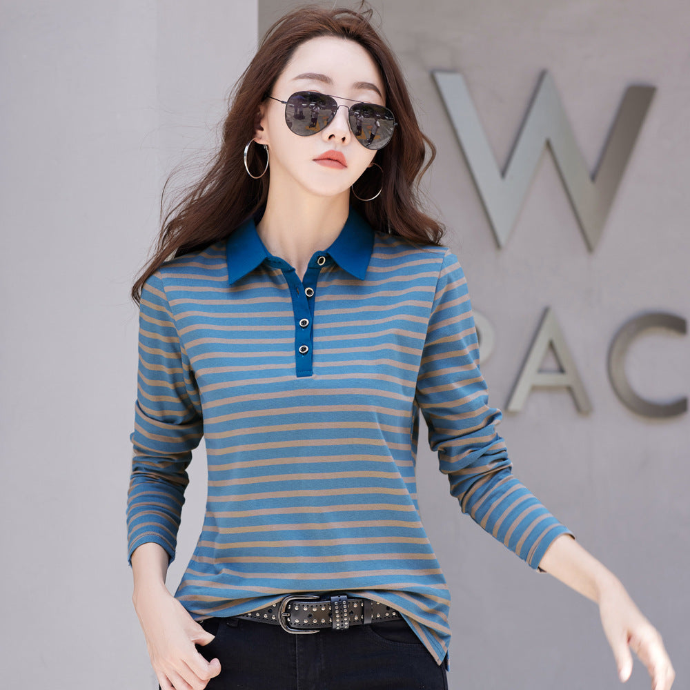 Cotton Button Temperament Korean-style Slim Blouse