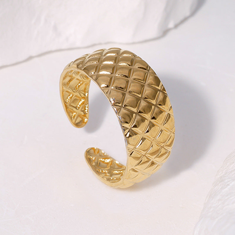 Diamond Plaid Vintage Stainless Steel Ring