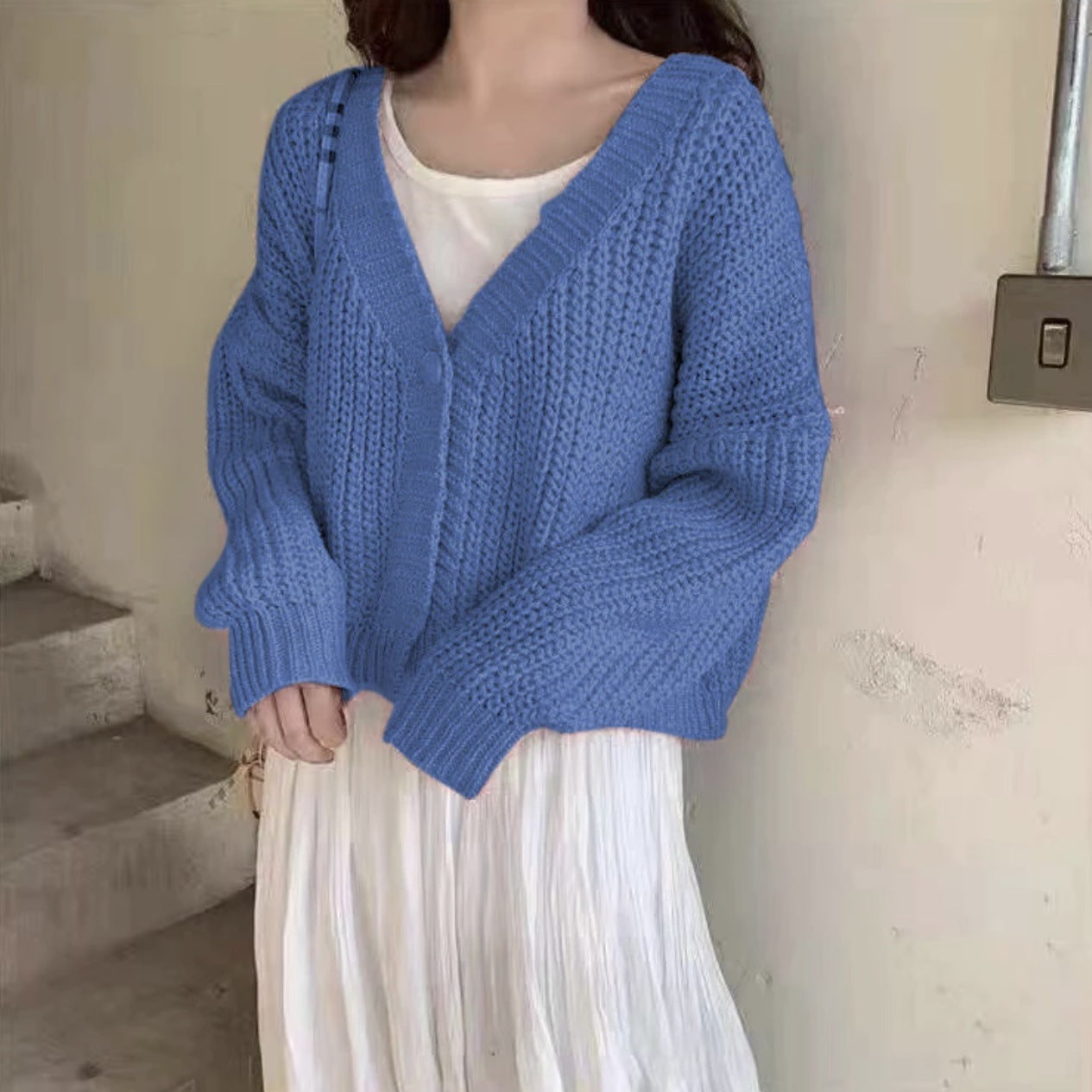 College Style Girls' Tops Loose Outer Wear Short Knitted Cardigan Sweater