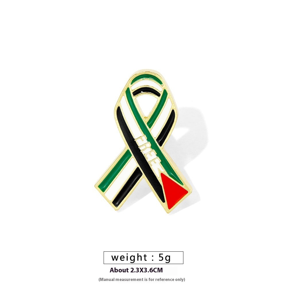 Free Palestine Flag Brooch Gold Badge Clothes Accessories Pin
