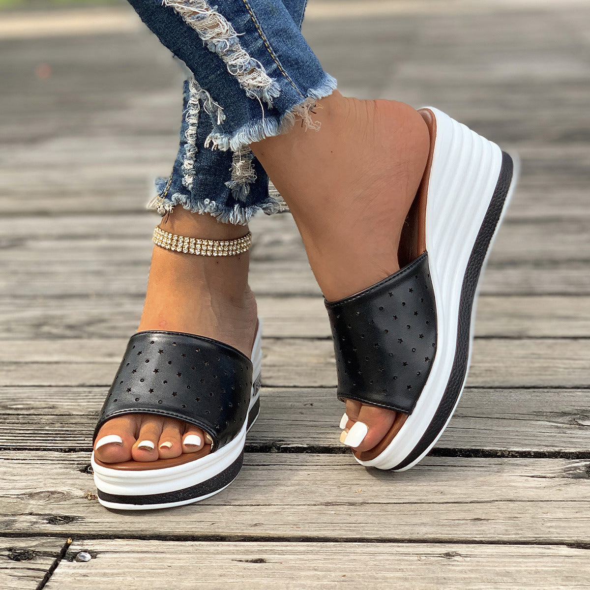 Female Stylish Peep Toe Wedge Sandals