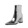 Chunky Heel Retro Ankle Boots Women Pointed French