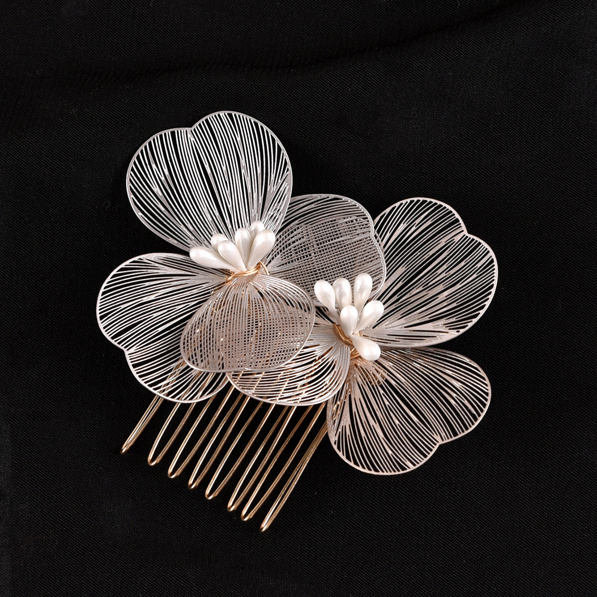 Bridal Headdress Super Fairy Golden Flower Comb
