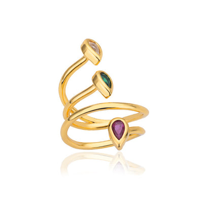 Niche Retro Blue Big Zircon Trendy Personality Ring