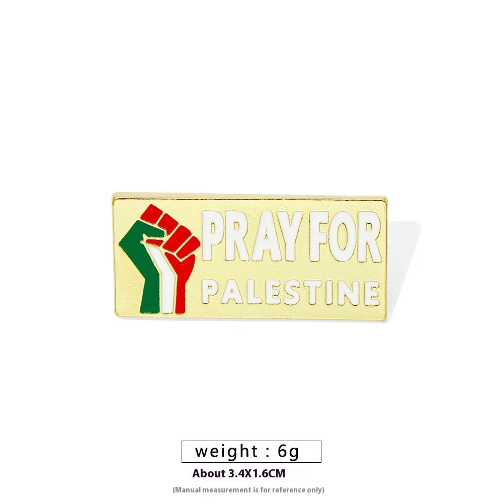 Free Palestine Flag Brooch Gold Badge Clothes Accessories Pin