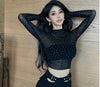 Polyester Fiber Black Top For Women