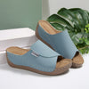 Simple Stylish Peep Toe Wedge Slippers