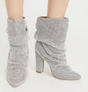 Rhinestone Pointed Toe Fashion Ankle Boots