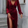 European And American Women's Clothing Party Velvet Mid-length Dress