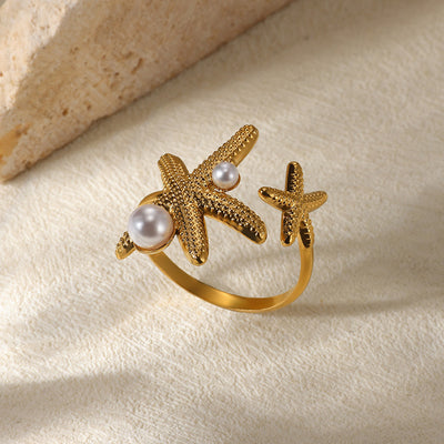 Stainless Steel Open Ring Plated 18K