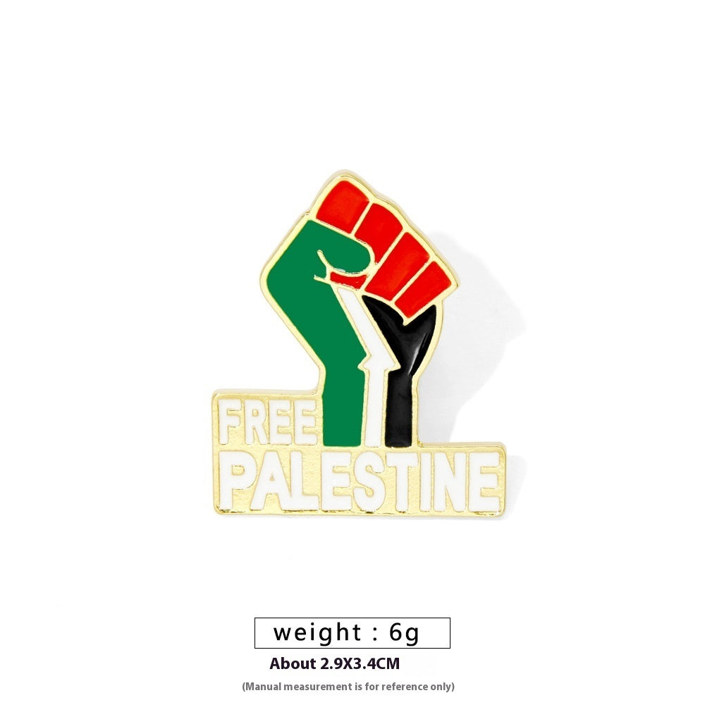 Free Palestine Flag Brooch Gold Badge Clothes Accessories Pin