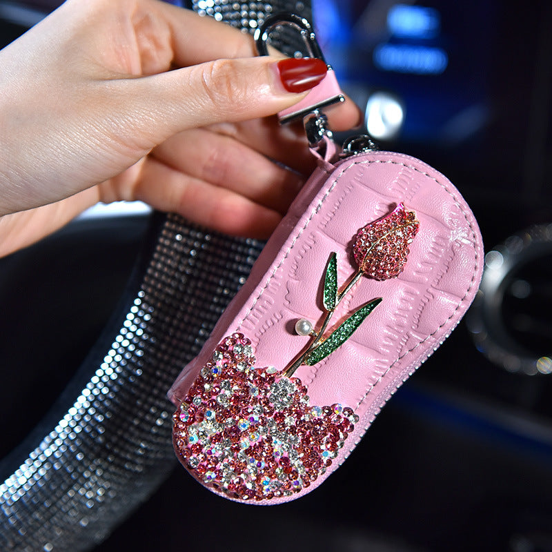Car Key Case With Diamonds And Roses
