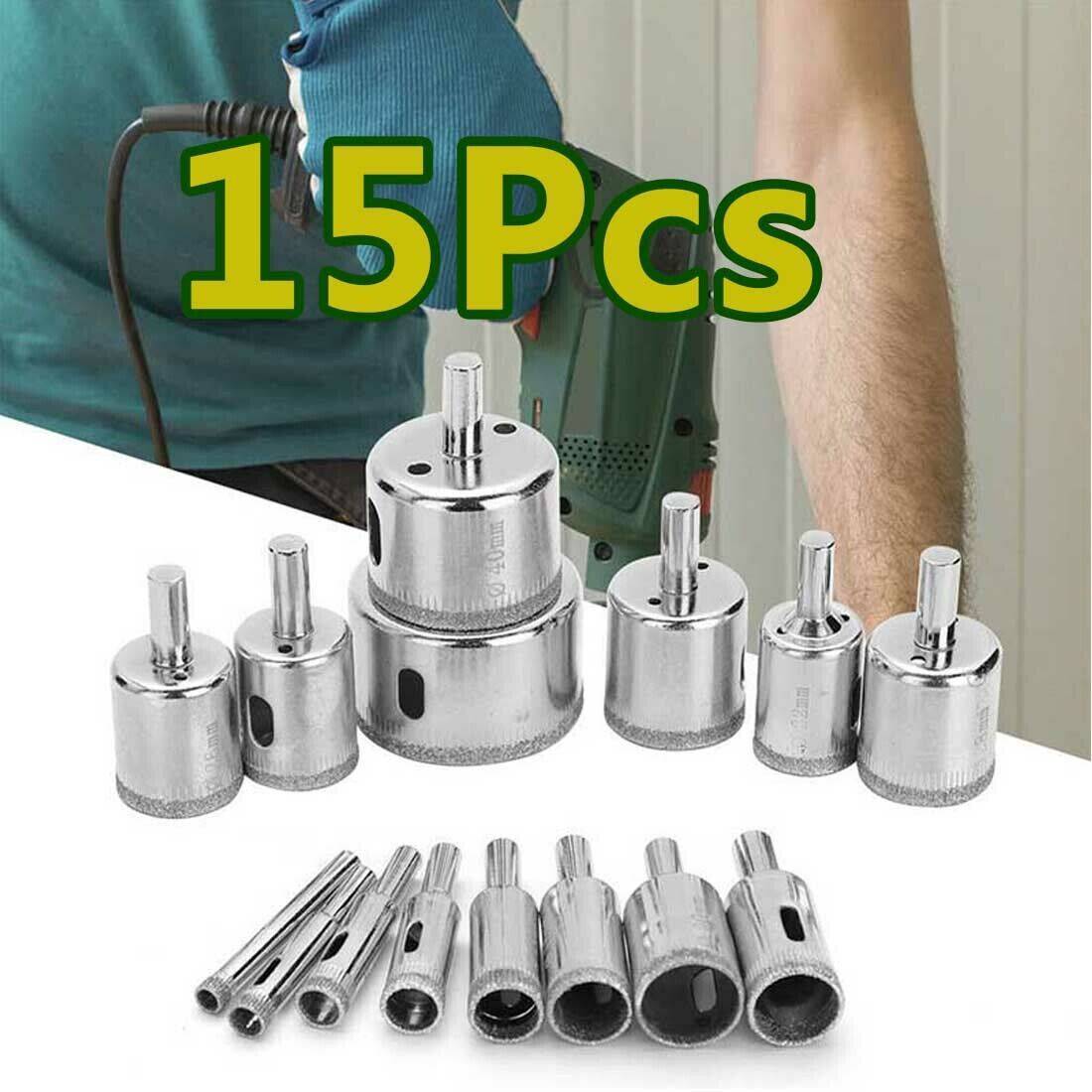 15 Pcs Set Diamond Drill Bit Glass Drill Bit Glass-Stone Tile Drill Bit 6-50mm