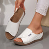 Simple Stylish Peep Toe Wedge Slippers